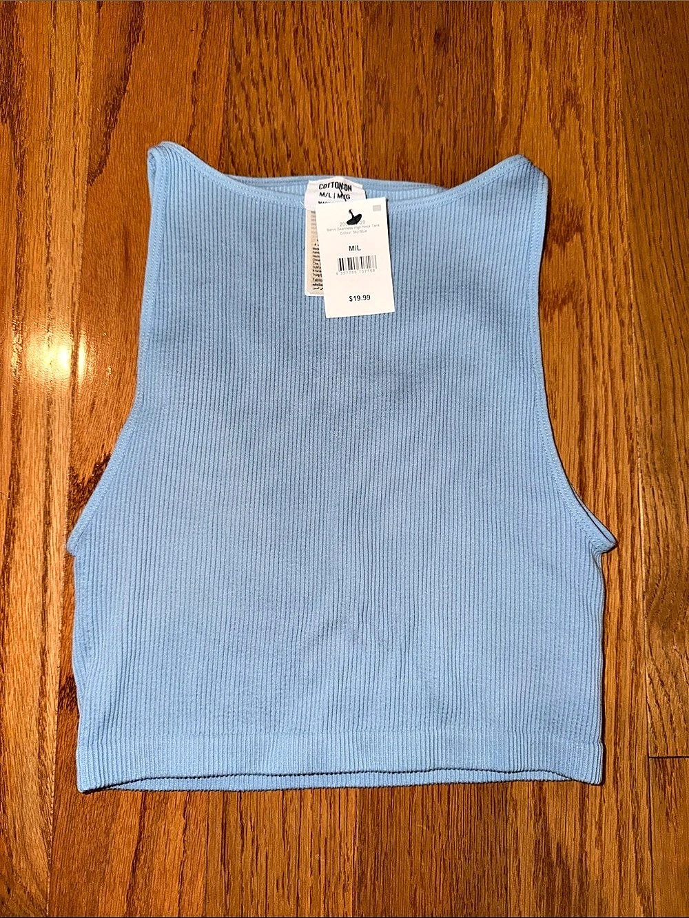 Cotton On Seamless High Neck Tank Ribbed High Neck Tank in Blue M/L NWT